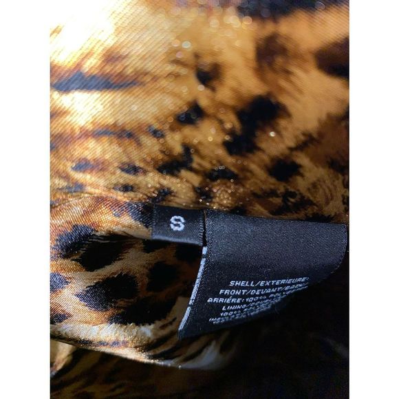 Dana Buchman Small Choco Brown Leopard Print Lined Insulated Microfiber Coat EUC - Picture 8 of 10